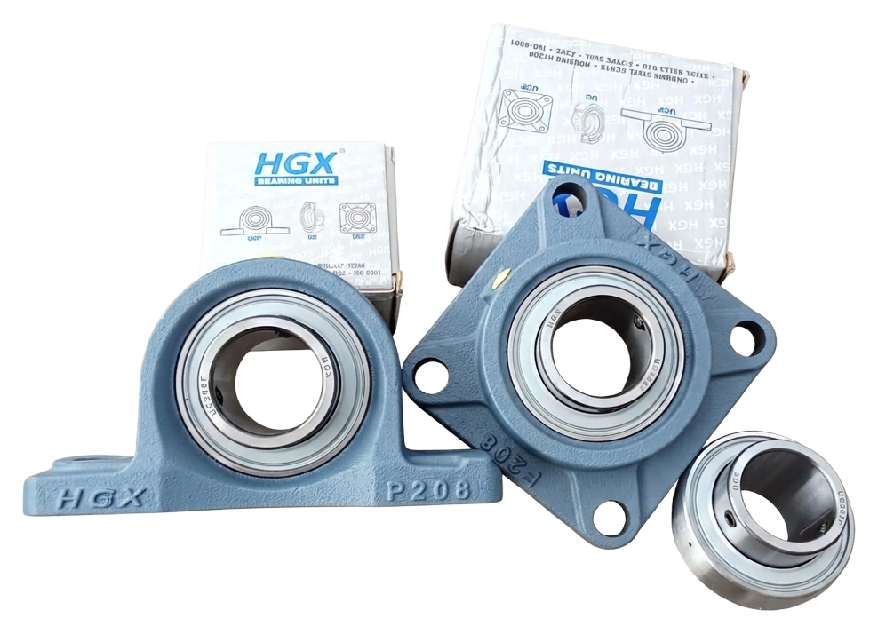 HGX pillow block, four-bolt flange and insert bearing units with HGX packaging